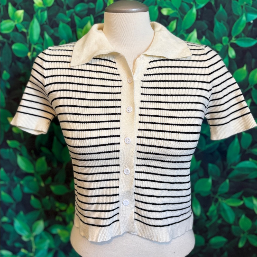 Striped Black and White Women's Top